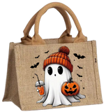 Ghost Burlap Tote Bags