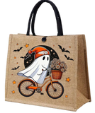 Ghost Burlap Tote Bags