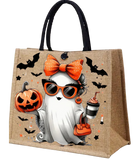 Ghost Burlap Tote Bags