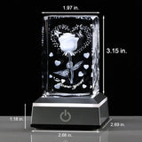 LED Crystal Rose Flower Engraved I Love You